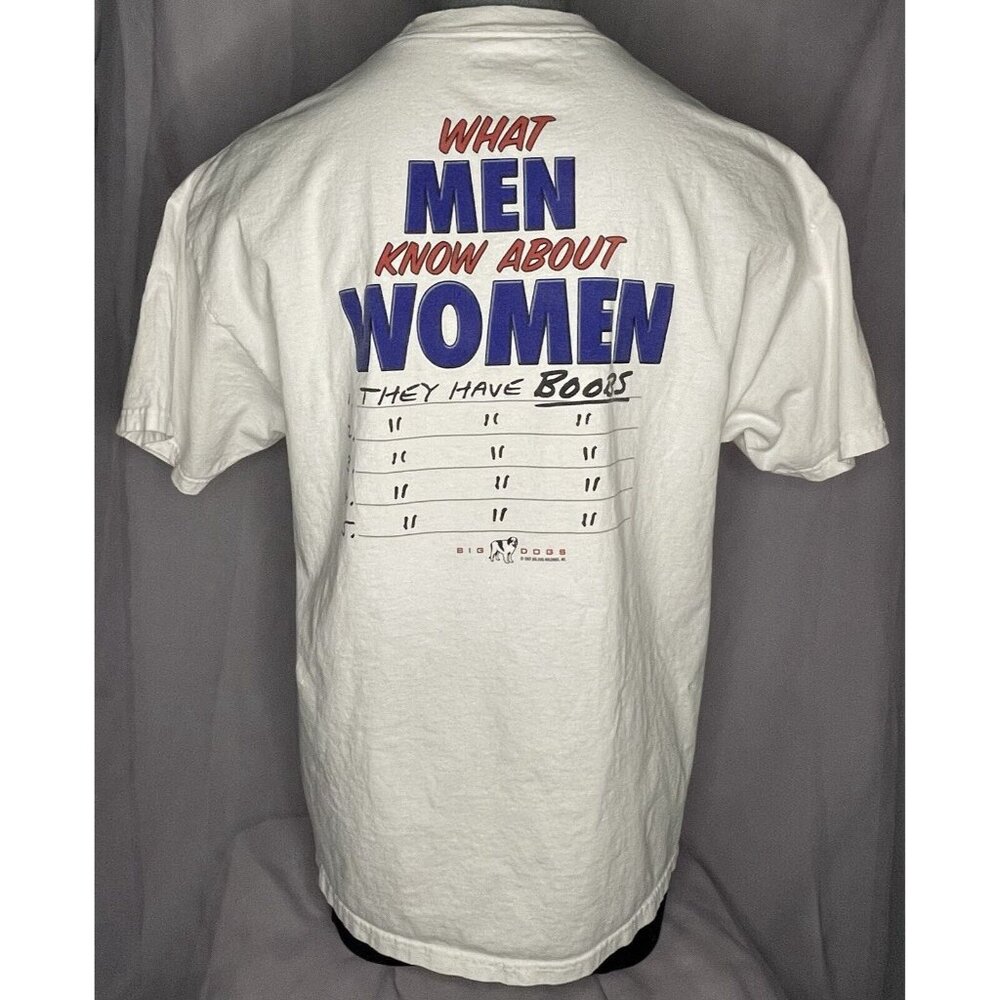 Big Dogs Sportswear T Shirt Men’s XL Dad Joke What Men Know about Women Boobs - Picture 7 of 10
